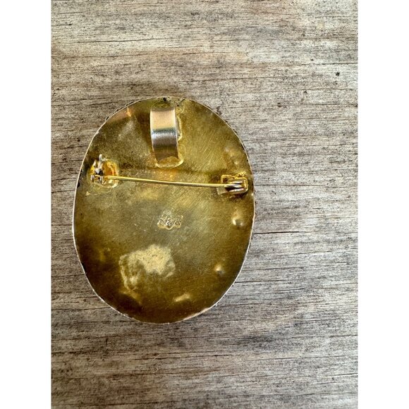 Vintage Sterling Silver Israel Brooch pendant Oval 31.4G - Picture 10 of 13